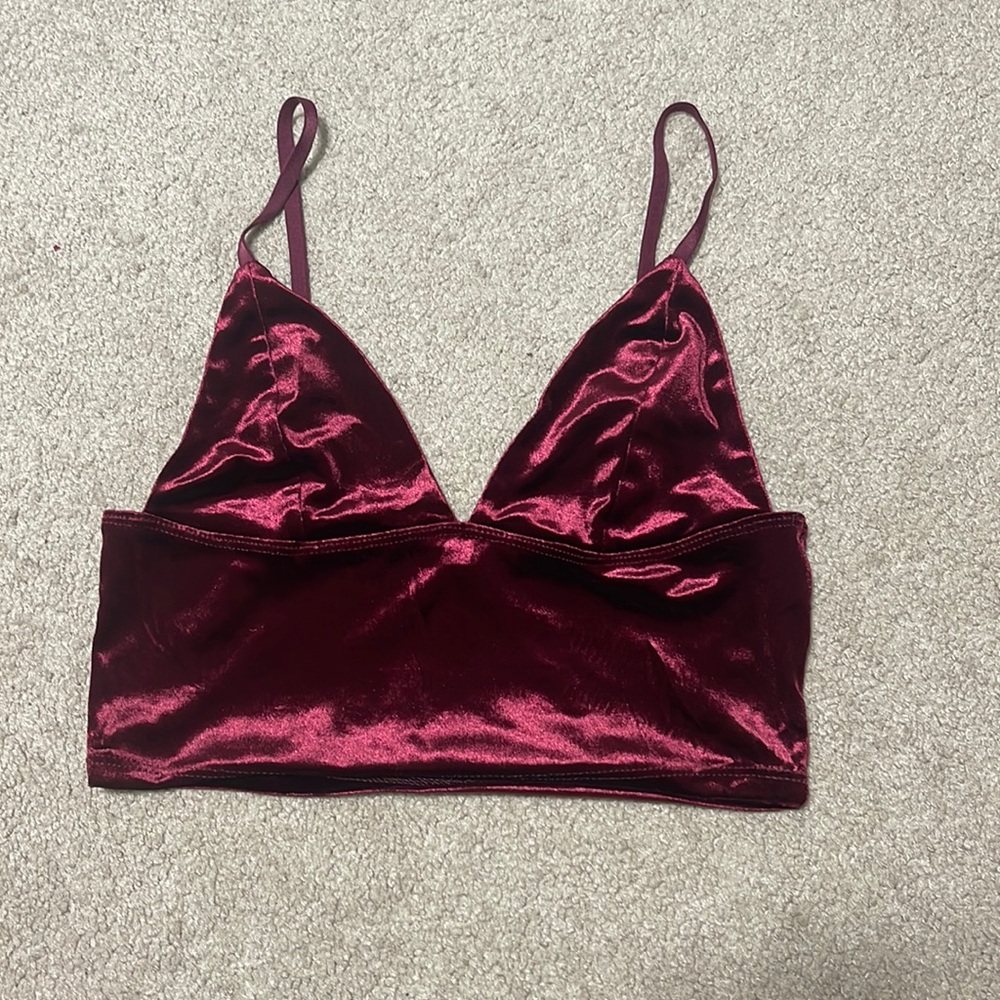 red vevlet crop top
